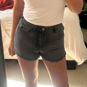 High waisted black denim shorts denimshort